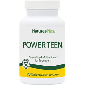 Natures Plus Source of Life Power Teen - 90 Vegetarian Tablets - Teen Multivitamin with Minerals & Whole Foods for Mental Focus, Energy Booster - Gluten-Free - 45 Servings