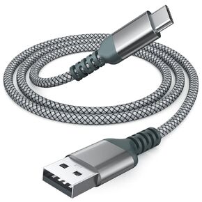 USB C Charger Cable, Fast Charging Type C Cable, Nylon Braided USB A to USB C Cable for iPhone 15/15 Pro, MacBook, iPad, Samsung Galaxy, and Other Type-C Devices (1, Gray, 4Ft)