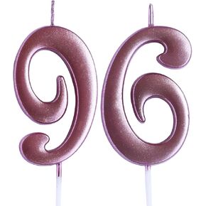 Rose 96th Birthday Candle, Number 96 Years Old Candles Cake Topper, Woman Or Man Party Decorations, Supplies