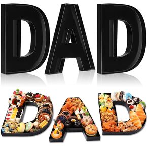 Mifoci 13.7" Cardboard Letter Set for Charcuterie Wedding Party and Anniversary Fillable Paper Mache Chocolate Candy (Black,Letter Dad)