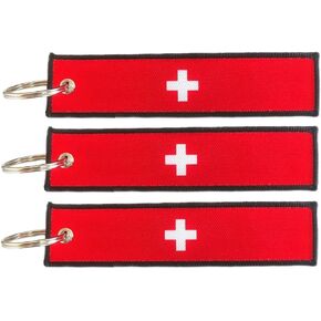 Switzerland Flag Keychain Tag with Key Ring - Keys, Cars, Motorcycles, Backpacks, Luggage and Gifts - EDC (3 Pack) in Saudi Arabia