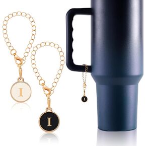 2PCS Letter Charms Accessories for Stanley Cup, Initial Name ID Letter Charm for Handle Tumbler, Pesonlized Identification Letter Charms for Stanley Accesories,Tumbler Accessories Charms(A)