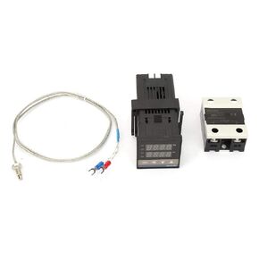 PID Temperature Controller Kit with SSR 25A Solid State Relay K Type Thermocouple Sensor 0-1300℃ AC 110v-240v