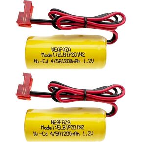 ELB1P201N2 ELB1P201N Emergency Light Battery 1.2V 1200mAh Ni-CD Compatible with Lithonia ELB1P201NB ELB1P2901N ANIC1493 1009S00-MZ ELB0320 Grainger 4WT20 OSA212 NIC1169 EBE-33 (2 Pack)
