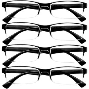 4 Packs Reading Glasses for Women Men Spring Hinge Half-rimmed Readers 1.0 1.5 2.0 2.5 3.0 3.5 4.0