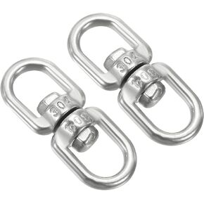 PATIKIL Double Ended Swivel Eye Hook M4 Working Load 133kg/293lbs, 2Pcs 304 Stainless Steel Eye to Eye Swivel Shackle Ring Connector for Marine Mooring Hanging