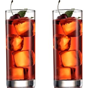 نظارات Paksh Novelty الإيطالية عالية الكرة [مجموعة من 6] زجاج طويل القامة ذو قاعدة ثقيلة شفافة - أكواب شرب للمياه والعصير والبيرة والنبيذ والويسكي والكوكتيلات | أكواب سعة 13 أونصة
