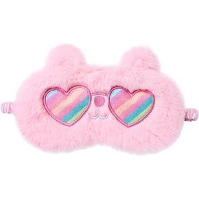 Cute Eye Mask Pink Eye Sleep Mask,Plush Sleeping Eye Cover Soft Funny Blindfold Mask,Fluffy Animal Sleep Eyeshade Breathable Lightweight Eye Mask for Sleep/Travel/Nap Sleeping/Pajama Party