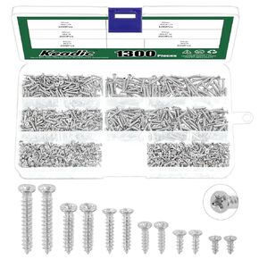 Keadic 2200 Pcs 4 Color Small Self Tapping Screws Assortment Kit, M2*5/6/8/10mm M2.6 * 12/16mm Self-Drilling Flat Cross Head Mini Wood Screw with Plastic Case (Black, Bronze, Silver, Gold)