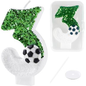 Soccer Birthday Candle, Soccer Number 0 Cake Candle Birthday Cake Topper for Soccer Birthday Party Decorations