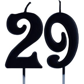 Black 29th Birthday Candle, Number 29 Years Old Candles Cake Topper, Woman Or Man Party Decorations, Supplies