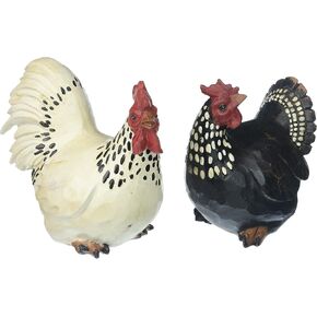 Abbott Collection 27-BW/590 Sitting Rooster & Hen (Set of 2), 4 inches &5 inches L, Antique Black/white
