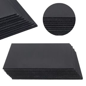 NBEADS 10 Sheets Corrugated Plastic Sheets, 11.8x11.7inch Blank Yard Lawn Signs 4mm/0.16inch Thick Square Corrugated Sign Board Plastic Fluted Sheets for Advertising Board Model DIY Crafts, Black