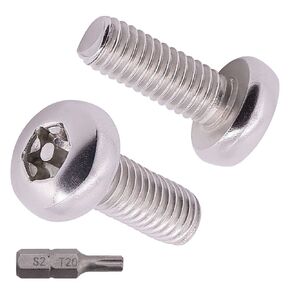 M5-0.8 x 25mm (40 pcs) Pan Head Torx Security Machine Screws Bolts, one Bit Included, 304 Stainless Steel 18/8, Tamper Resistant Screws, Full Thread, GB2672(Torx)