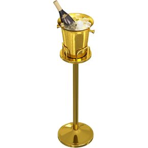 Ice Bucket with Stand Christmas Stainless Steel Standing Ice Bucket Ice Cube Container, Wine Bucket on Stand Gold Champagne Ice Bucket for Wine Beer KTV Club Bar Bbq Party Wedding, 12ib 5L (91cm,gold