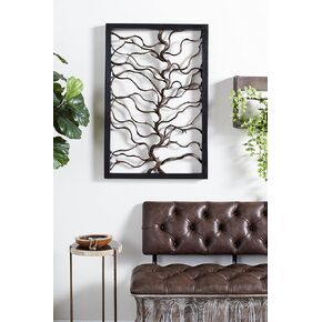 Deco 79 Wood Tree Home Wall Decor Branch Wall Sculpture with Black Frame, Wall Art 24" x 2" x 36", Black