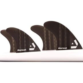 DORSAL Surfboard Fins Quad 4 Set FCS Compatible Black Medium Carbon Fiber with Honeycomb Hexcore