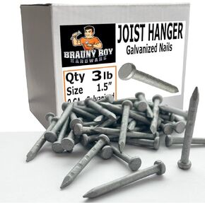 1.5" – Galvanized Joist Hanger -Huricane Strap Nails – 9 Ga - Smooth Shank Structural Connector - lbs (1, Pounds)