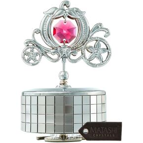 Matashi 24K Gold Plated Princess Carriage Music Box You are My Sunshine - Table Top Ornament with Crystals Home, Bedroom Décor for Her