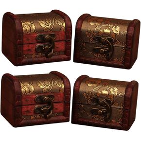 Holibanna 4pcs Box Necklace Jewelry Box Pirate Treasure Chest Toy Container Empty Necklace Box Vintage Decor Jewelry Boxes Jewelry Holder Jewelry Container Storage Box Wooden Box