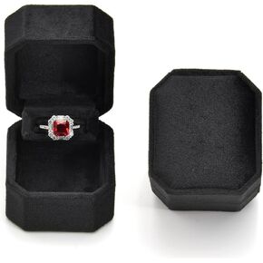 TAIMY Ring Box, Plush Velvet Ring Case for Proposal Engagement and Wedding Ceremony, Small Ring Gift Box for Men Women Girlfriend Mother Father(Black)
