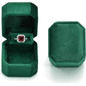 صندوق خاتم، علبة حلقية مخملية من القطيفة لحفلات الخطوبة والزفاف، صندوق هدايا صغير للرجال والنساء والصديقة والأم والأب (أخضر مع كلمات) in Kuwait