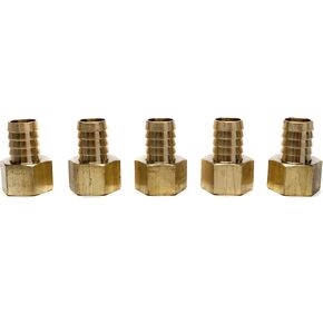 LTWFITTING Brass Fitting Coupler 3/4-Inch Hose Barb x 3/4-Inch Female NPT Fuel Water Boat(Pack of 5)
