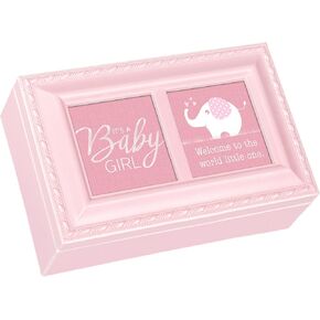 Cottage Garden Baby Girl Welcome to The World Matte Pink Jewelry Music Box Plays Brahms's Lullaby
