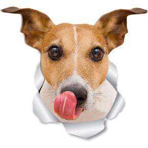 Winston & Bear Happy Jack Russell Dog Wall Decals - 2 Pack - Jack Russell Dog Toilet Sticker – 3D Dog Car Window and Bumper Sticker - Retail Packaged Jack Russell Lover Gifts