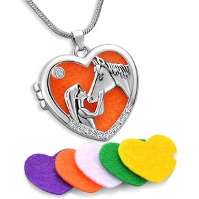 Horse with Girl Aroma Diffuser Necklace Perfume Essential Oil Diffuser Aromatherapy Locket Pendant Necklace Fashion Jewelry