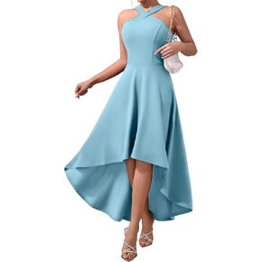 فساتين DRESSTELLS النسائية 2024، فستان كوكتيل بدون أكمام، ارتفاع منخفض، فستان حفلات الزفاف للضيوف، فساتين الحفلات المسائية
