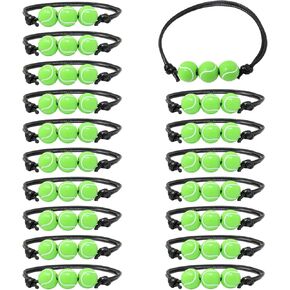 Honbay 20PCS Adjustable Black Braided Rope Bracelets Tennis Beads Bracelets Green Tennis Beads Wristbands Inspirational Sports Ball Bracelets Sports Party Favors Sport Team Gifts