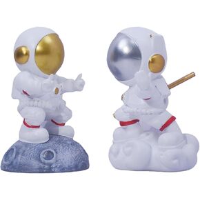 Desk Decorations Astronaut Statue Desk Decor for Men Space Themed Mens Room Decorshelf 2Pcs Resin Kung Fu Astronaut Arts Gifts Sculpture Home Astronaut Decor