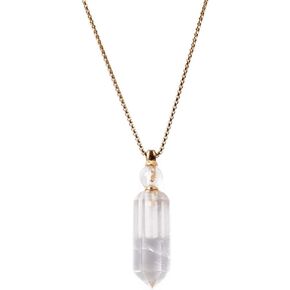 YGLINE Natural Aromatherapy Necklace Crystal Healing Gemstone Perfume Bottle Pendant Bullet Shape for Womens