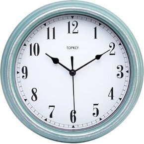 Silent Antiqued Finish Wall Clock Kitchen 9 Inch Retro Non-ticking Decorative Bedroom Office Wall Clock-Green