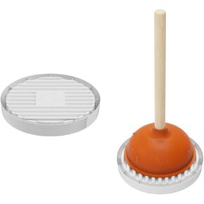 toilet plunger holder only, Plunger Tray (white) - Plunger Mat Air Drying Mat for Toilet Plunger - Plunger Holder Catches Drips - plunger storage Wicks Water from Plunger and Dries Quickly