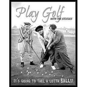 UOAIUDT Funny Metal Sign The Three Stooges Play Golf it is going to Take a Lotta Balls Retro Tin Sign Plaque For Wall Art Home Office Man Cave Garage Bar Cafe Club Decor 12x16 Inch