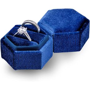 صندوق خاتم مجوهرات مخملي أرجواني، صندوق هدايا خاتم مجوهرات أرجواني بفتحتين، صندوق خاتم عتيق سداسي الشكل مع غطاء قابل للفصل، صندوق حامل حلقة مزدوج للخطوبة، الزفاف، الاحتفال، الاقتراح، التقاط الصور in Kuwait