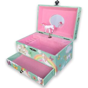 Play [ It's a Small World ] (60 Tunes Option) Children Jewelry Box Unicorn Jewelry Music Box for Girls Jewelry Storage Box with Sankyo Musical Box Mechanism