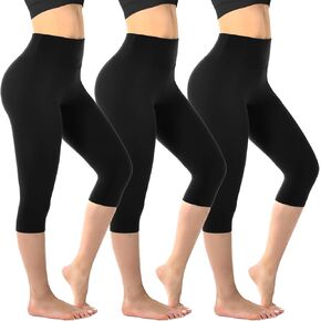 Walifrey Leggings for Women, High Waisted Buttery Soft Womens Leggings for Gym Yoga Workout (Capri 3 Packs Black SM)