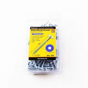 FastCap PowerHead Screws - 2.5-Inch Self-Tapping Oversized Flat Head Wood Screw with #2 Square Drive - Zinc Finish - 150-Pack - 02196
