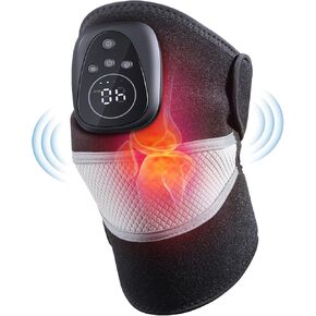 Cordless Knee Massager with Heat, Knee Shoulder Elbow 3-in-1 Heating Pad Wrap for Arthritis, Pain Relief, Circulation, Heated Knee Brace with 4 Vibration Modes & 6 Heating Levels