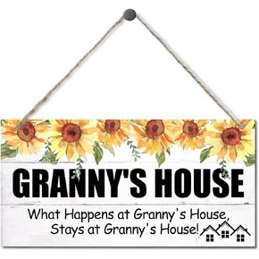 Vintage Style Sign, Granny's House What Happens at Granny's House, Stays at Granny's House, Hanging Wood Sign Home Decorative, Printed Wood Wall Art Sign, Gift for Grandma 12x6 in