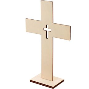 SEWACC Wood Cross Decoration 10pcs Desktop Wooden Decorative Wood Wooden Cross Ornament