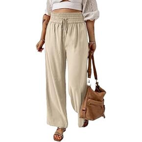Women's Loose Elastic Waist Pants Casual High Waist Drawstring with Pockets