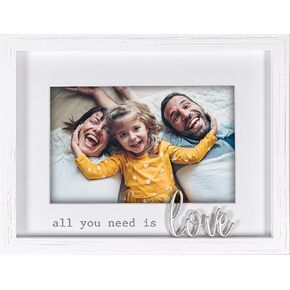 Malden International Designs All You Need Is Love 4x6 White Matted Photo Frame with Love Word Attachment