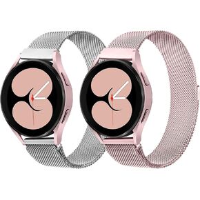 【2 Pack】Vomulato Magnetic Bands Compatible with Samsung Galaxy Watch 6/5/4 40mm 44mm,Galaxy Watch 6 Classic 43mm 47mm，Galaxy Watch 5 Pro 45mm, Galaxy Watch 4 Classic 42mm 46mm, Galaxy Watch 3 41mm, 20mm Adjustable Replacement Metal Wristband for Women Men