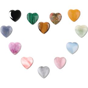 12 Pcs Crystals Heart Healings Stones, Pocket Polished Love Shaped Gemstones Natural Rose Quartz Amethyst Hearts Palm Stone for Chakras Reiki Meditation Balancing Mother's Day Gifts (0.8 Inch)