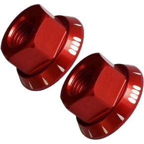 Red 2 x M10 Bike Wheel Hub Axle Nuts 7075 Aluminum Bicycle Chromed Skewer Bolt Screw Nut Road MTB Replacement
