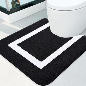 Kitinjoy Luxury Toilet Rugs U-Shaped, Ultra Soft Water Absorbent Microfiber Contour Bathroom Rug, Non Slip Plush Shaggy Machine Wash Dry Bath Rug Mat for Toilet Base, 20 x 24, Grey